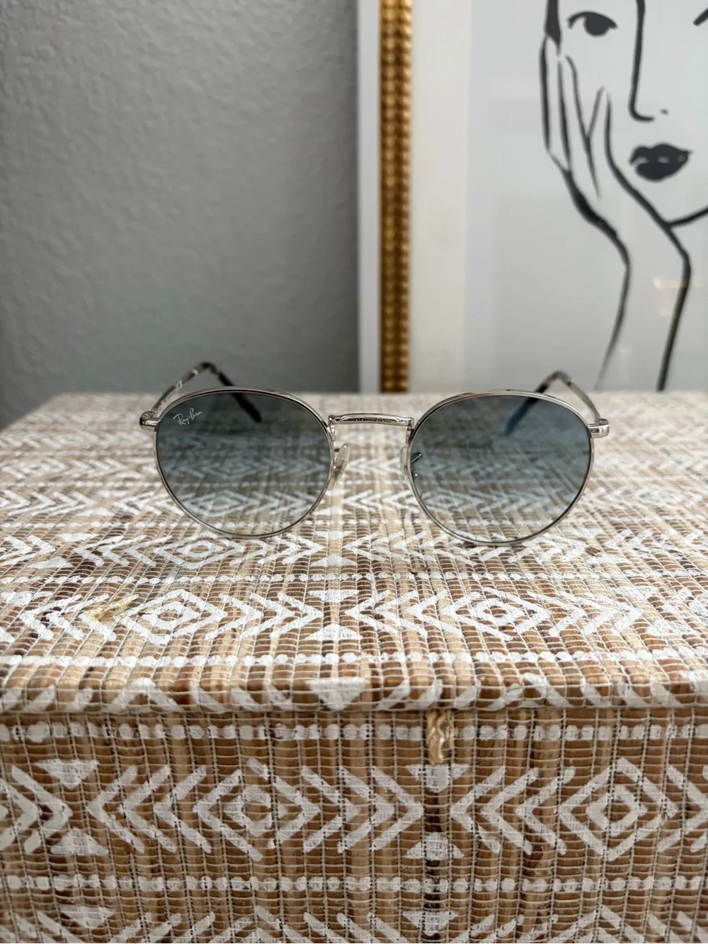 Ray-Ban Silver Frame Sunglasses with Blue Gradient Lenses